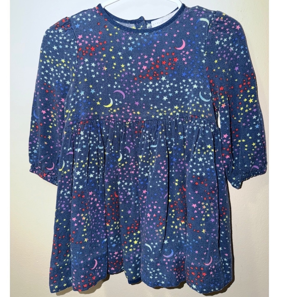 Stella McCartney Kids Navy Blue Celestial Star Moon Print Dress 24 Months
